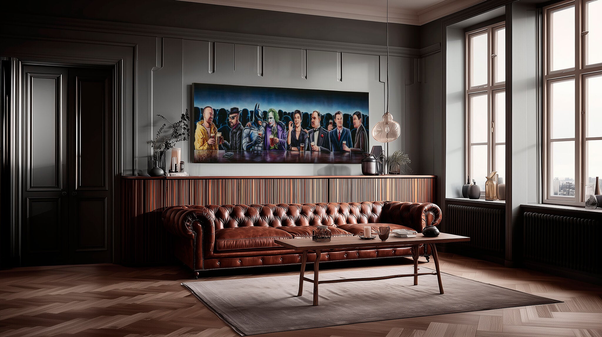 The Mancave - At The Bar - Maleri - Kunst - 80 X 240